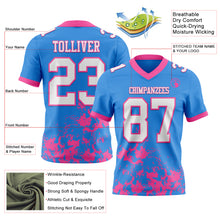 Load image into Gallery viewer, Custom Powder Blue White-Pink 3D Pattern Splash Authentic Football Jersey