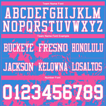 Load image into Gallery viewer, Custom Powder Blue White-Pink 3D Pattern Splash Authentic Football Jersey