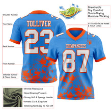 Load image into Gallery viewer, Custom Powder Blue White-Orange 3D Pattern Splash Authentic Football Jersey