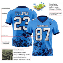 Загрузить изображение в средство просмотра галереи, Custom Powder Blue White-Navy 3D Pattern Splash Authentic Football Jersey