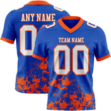 Загрузить изображение в средство просмотра галереи, Custom Thunder Blue White-Orange 3D Pattern Splash Authentic Football Jersey