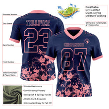 Загрузить изображение в средство просмотра галереи, Custom Navy Medium Pink 3D Pattern Splash Authentic Football Jersey
