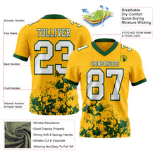 Загрузить изображение в средство просмотра галереи, Custom Gold White-Green 3D Pattern Splash Authentic Football Jersey