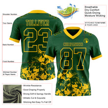 Load image into Gallery viewer, Custom Green Yellow 3D Pattern Splash Authentic Football Jersey