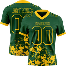 Load image into Gallery viewer, Custom Green Yellow 3D Pattern Splash Authentic Football Jersey