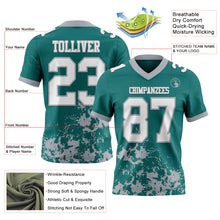 Laden Sie das Bild in den Galerie-Viewer, Custom Teal White-Gray 3D Pattern Splash Authentic Football Jersey