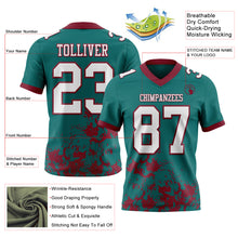 Laden Sie das Bild in den Galerie-Viewer, Custom Teal White-Crimson 3D Pattern Splash Authentic Football Jersey
