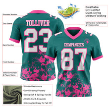 Laden Sie das Bild in den Galerie-Viewer, Custom Teal White-Pink 3D Pattern Splash Authentic Football Jersey