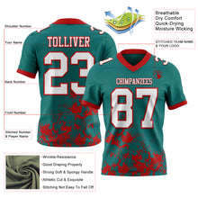 Загрузить изображение в средство просмотра галереи, Custom Teal White-Red 3D Pattern Splash Authentic Football Jersey