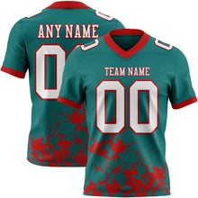 Загрузить изображение в средство просмотра галереи, Custom Teal White-Red 3D Pattern Splash Authentic Football Jersey