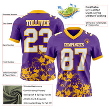 Charger l'image dans la galerie, Custom Purple White-Gold 3D Pattern Splash Authentic Football Jersey