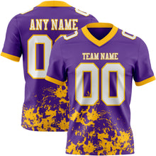 Charger l'image dans la galerie, Custom Purple White-Gold 3D Pattern Splash Authentic Football Jersey