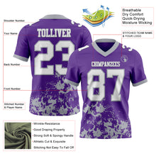Load image into Gallery viewer, Custom Purple White-Gray 3D Pattern Splash Authentic Football Jersey