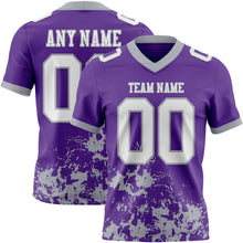 Load image into Gallery viewer, Custom Purple White-Gray 3D Pattern Splash Authentic Football Jersey