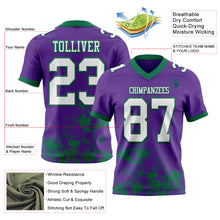 Load image into Gallery viewer, Custom Purple White-Kelly Green 3D Pattern Splash Authentic Football Jersey