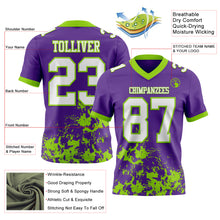 Load image into Gallery viewer, Custom Purple White-Neon Green 3D Pattern Splash Authentic Football Jersey
