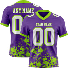 Load image into Gallery viewer, Custom Purple White-Neon Green 3D Pattern Splash Authentic Football Jersey