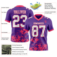 Load image into Gallery viewer, Custom Purple White-Neon Pink 3D Pattern Splash Authentic Football Jersey