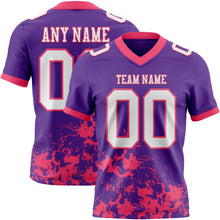 Load image into Gallery viewer, Custom Purple White-Neon Pink 3D Pattern Splash Authentic Football Jersey