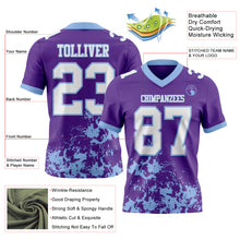 Load image into Gallery viewer, Custom Purple White-Light Blue 3D Pattern Splash Authentic Football Jersey