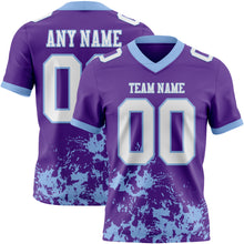 Load image into Gallery viewer, Custom Purple White-Light Blue 3D Pattern Splash Authentic Football Jersey