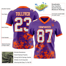 Load image into Gallery viewer, Custom Purple White-Orange 3D Pattern Splash Authentic Football Jersey