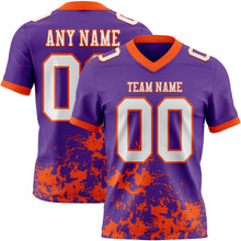 Load image into Gallery viewer, Custom Purple White-Orange 3D Pattern Splash Authentic Football Jersey
