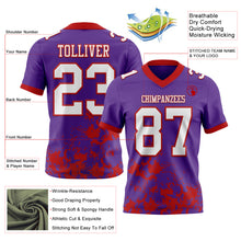 Load image into Gallery viewer, Custom Purple White-Red 3D Pattern Splash Authentic Football Jersey
