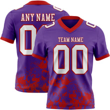 Load image into Gallery viewer, Custom Purple White-Red 3D Pattern Splash Authentic Football Jersey