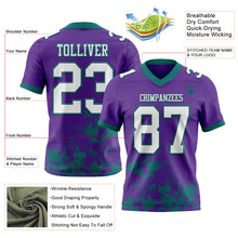 Load image into Gallery viewer, Custom Purple White-Teal 3D Pattern Splash Authentic Football Jersey