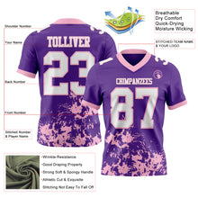 Load image into Gallery viewer, Custom Purple White-Light Pink 3D Pattern Splash Authentic Football Jersey