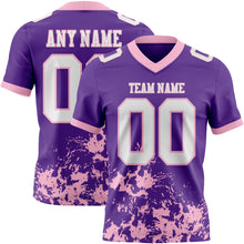 Load image into Gallery viewer, Custom Purple White-Light Pink 3D Pattern Splash Authentic Football Jersey