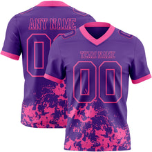 Load image into Gallery viewer, Custom Purple Pink 3D Pattern Splash Authentic Football Jersey