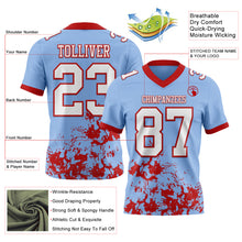 Load image into Gallery viewer, Custom Light Blue White-Red 3D Pattern Splash Authentic Football Jersey