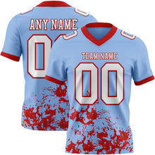 Load image into Gallery viewer, Custom Light Blue White-Red 3D Pattern Splash Authentic Football Jersey