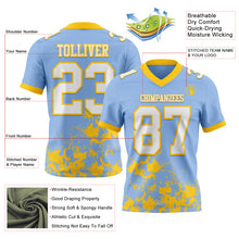 Load image into Gallery viewer, Custom Light Blue White-Yellow 3D Pattern Splash Authentic Football Jersey