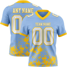 Load image into Gallery viewer, Custom Light Blue White-Yellow 3D Pattern Splash Authentic Football Jersey