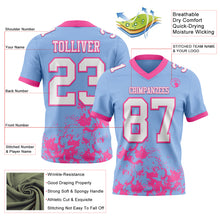 Load image into Gallery viewer, Custom Light Blue White-Pink 3D Pattern Splash Authentic Football Jersey