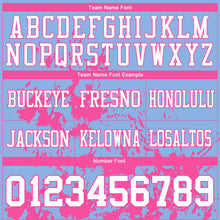 Load image into Gallery viewer, Custom Light Blue White-Pink 3D Pattern Splash Authentic Football Jersey