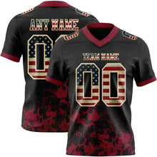 Load image into Gallery viewer, Custom Black Vintage USA Flag Crimson-Cream 3D Pattern Splash Authentic Football Jersey