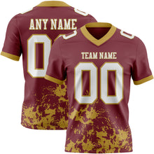 Charger l'image dans la galerie, Custom Burgundy White-Old Gold 3D Pattern Splash Authentic Football Jersey