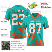 Load image into Gallery viewer, Custom Aqua White-Orange 3D Pattern Splash Authentic Football Jersey