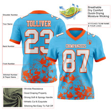 Load image into Gallery viewer, Custom Sky Blue White-Orange 3D Pattern Splash Authentic Football Jersey