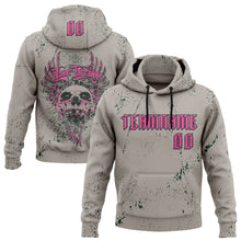 Load image into Gallery viewer, Custom Gray Pink-Black 3D Skull Gothic Destroyer Vintage Grunge Art Sports Pullover Sweatshirt Hoodie