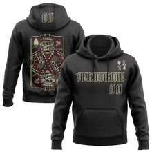 Load image into Gallery viewer, Custom Black Gold 3D Skull Poker Playing Card Sports Pullover Sweatshirt Hoodie