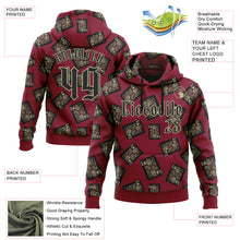 Load image into Gallery viewer, Custom Crimson Gold 3D Skull Poker Playing Card Vintage Sports Pullover Sweatshirt Hoodie