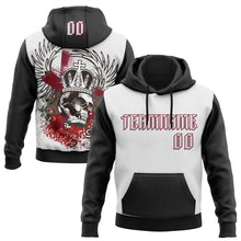 Load image into Gallery viewer, Custom White Black-Crimson 3D Skull Gothic Emperor Royalty Sports Pullover Sweatshirt Hoodie