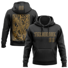 Load image into Gallery viewer, Custom Black Old Gold 3D Skull Poker Playing Card Vintage Sports Pullover Sweatshirt Hoodie