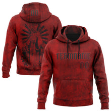 Load image into Gallery viewer, Custom Red Black 3D Skull Gothic Faith Holy Vintage Sports Pullover Sweatshirt Hoodie