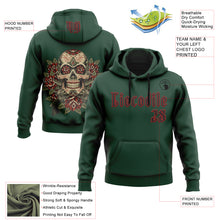 Load image into Gallery viewer, Custom Green Black-Red 3D Skull Roses Revolvers Gothic Sports Pullover Sweatshirt Hoodie